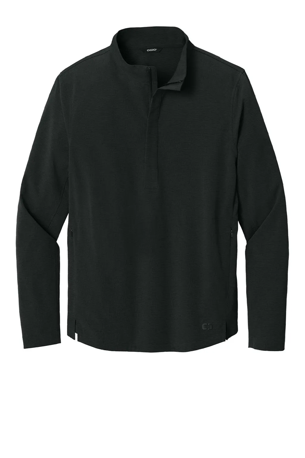 Ogio Mens Aspect Moisture Wicking 1/4 Zip Sweatshirt w/ Pouch Pocket - Blacktop