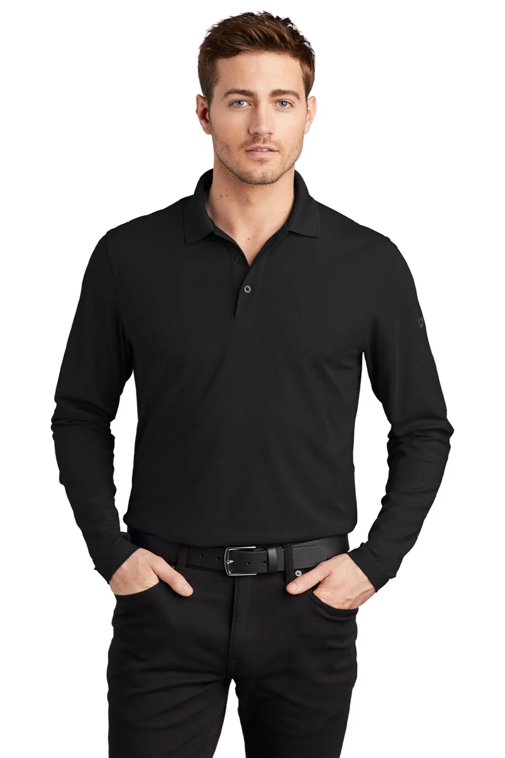 Ogio Mens Caliber 2.0 Moisture Wicking Long Sleeve Polo Shirt - Blacktop