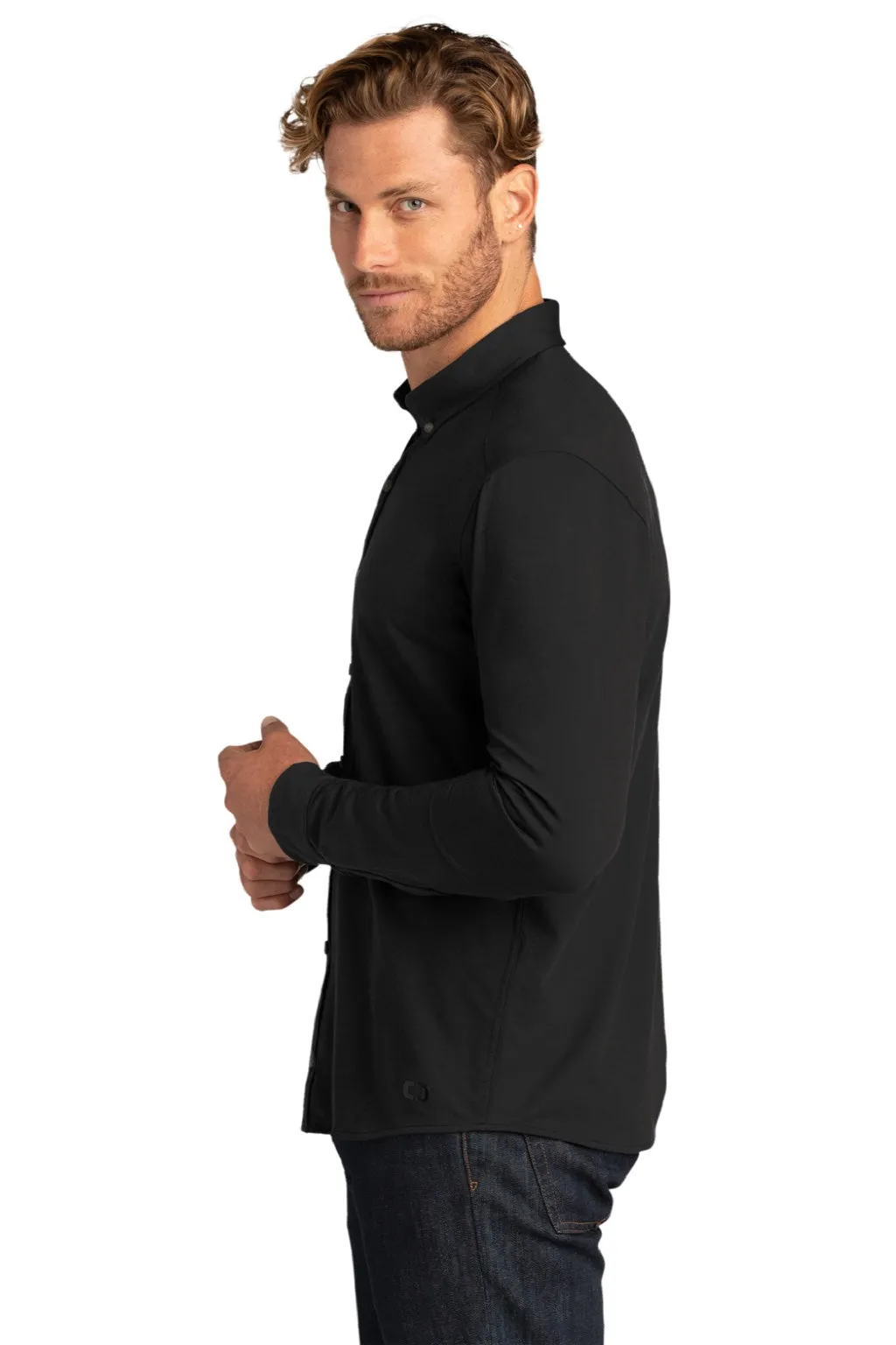 Ogio Mens Code Stretch Moisture Wicking Long Sleeve Button Down Shirt - Blacktop