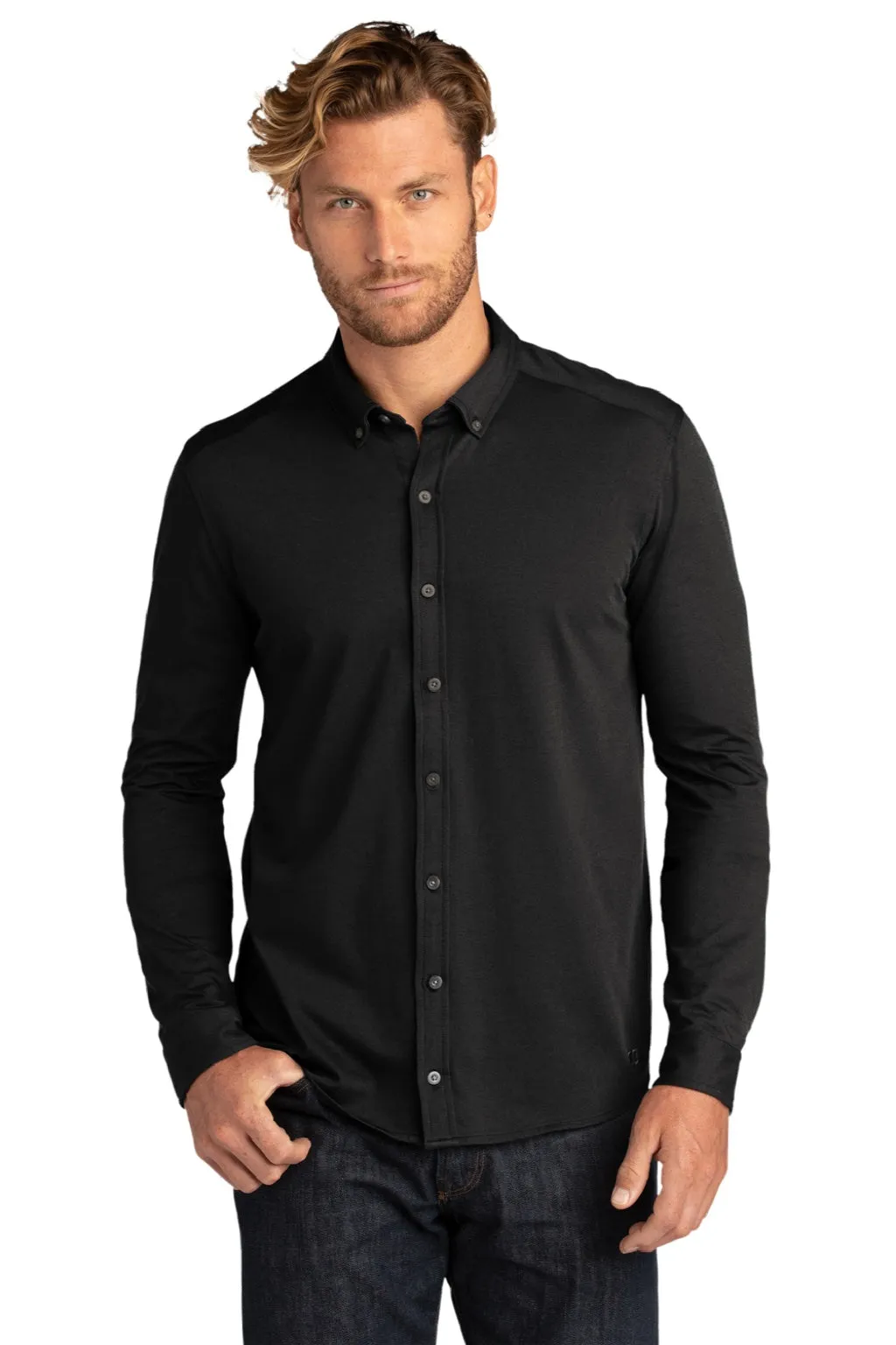 Ogio Mens Code Stretch Moisture Wicking Long Sleeve Button Down Shirt - Blacktop