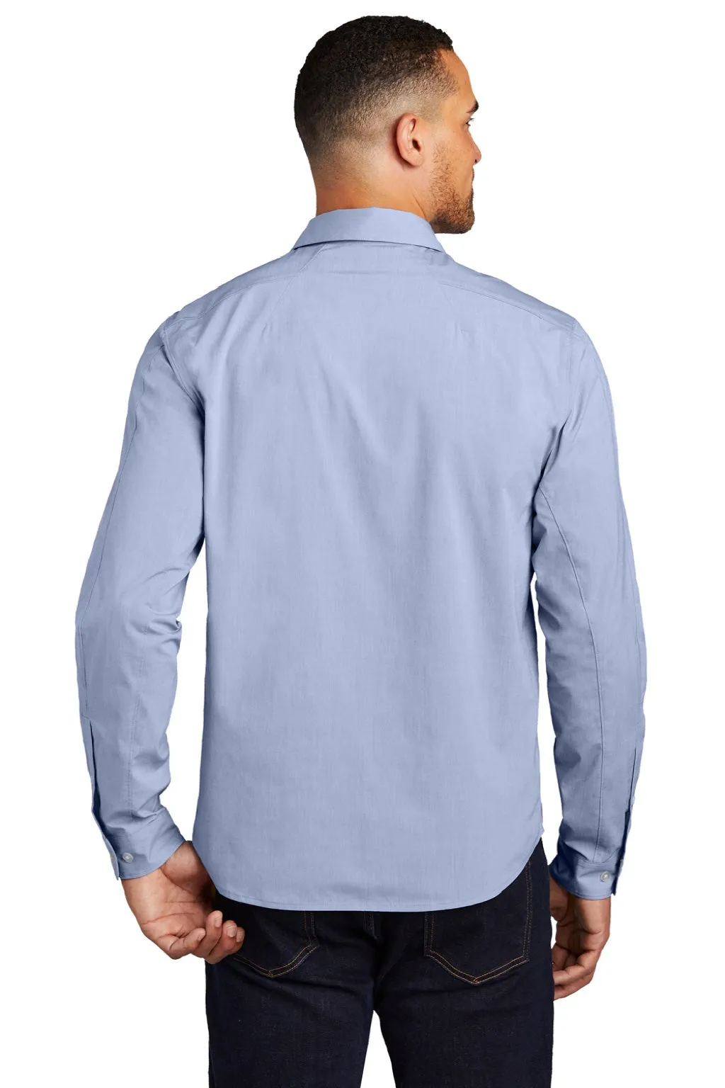 Ogio Mens Commuter Long Sleeve Button Down Shirt - Heather Metal Blue
