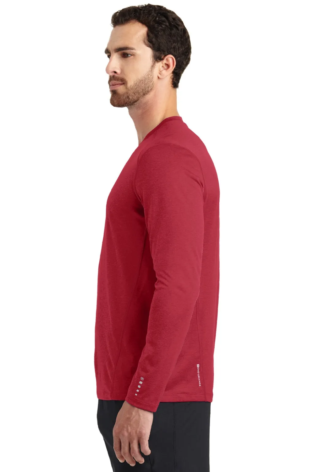 Ogio Mens Endurance Pulse Jersey Moisture Wicking Long Sleeve Crewneck T-Shirt - Ripped Red
