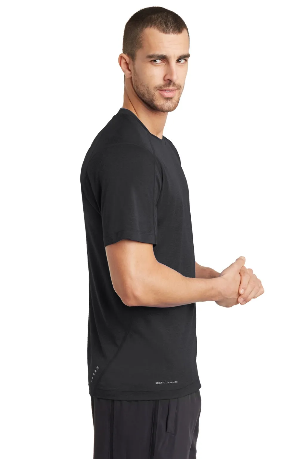 Ogio Mens Endurance Pulse Jersey Moisture Wicking Short Sleeve Crewneck T-Shirt - Blacktop