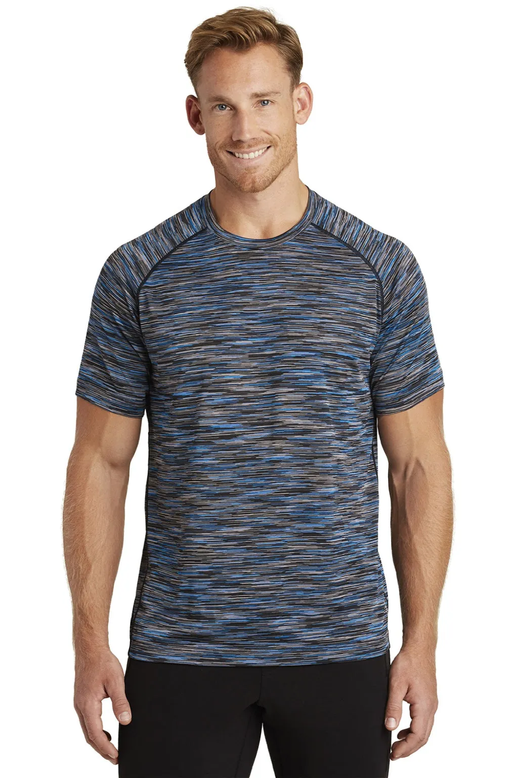Ogio Mens Endurance Verge Jersey Moisture Wicking Short Sleeve Crewneck T-Shirt - Electric Blue Space Dye