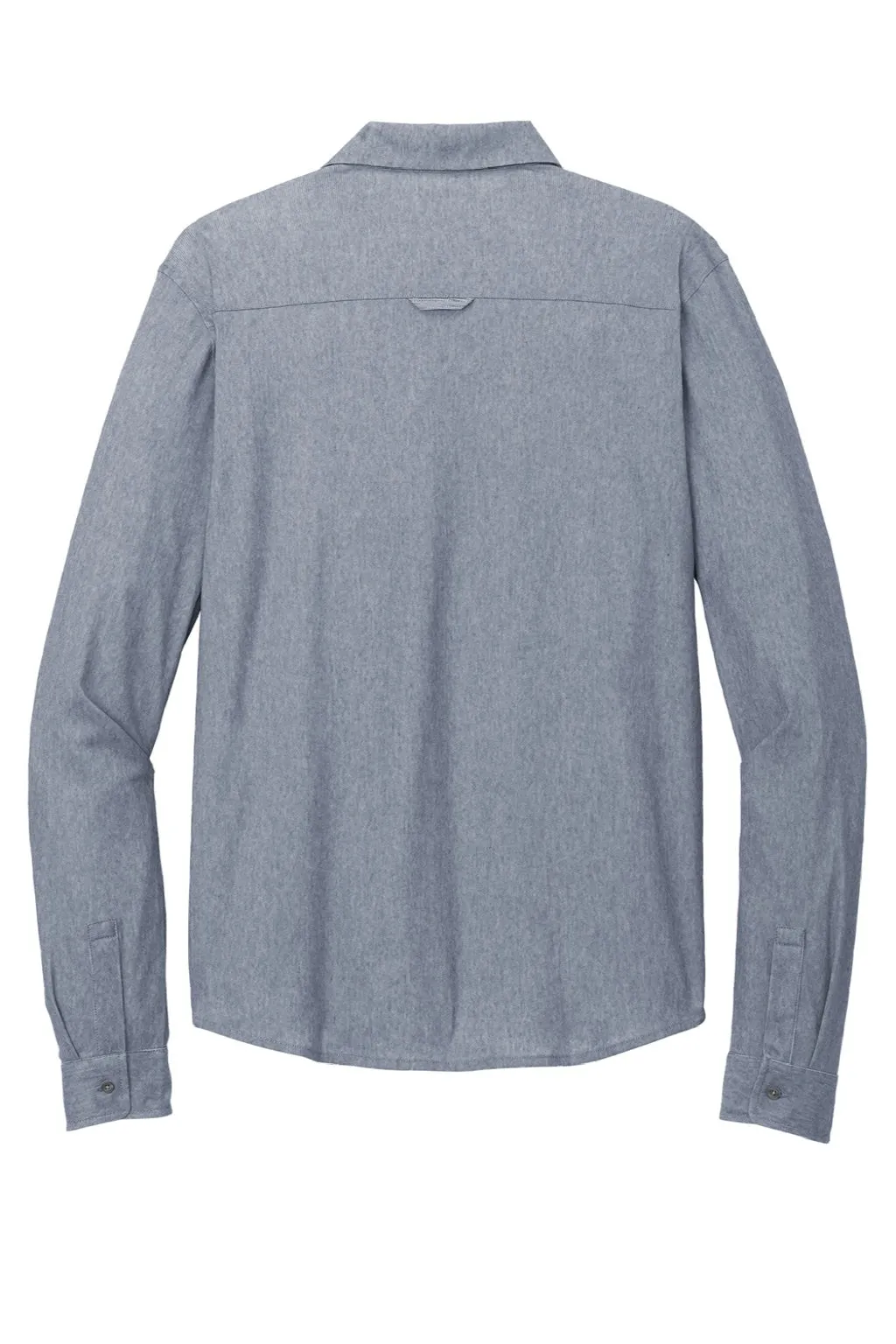 Ogio Mens Extend Long Sleeve Button Down Shirt w/ Pocket - Heather Deep Blue