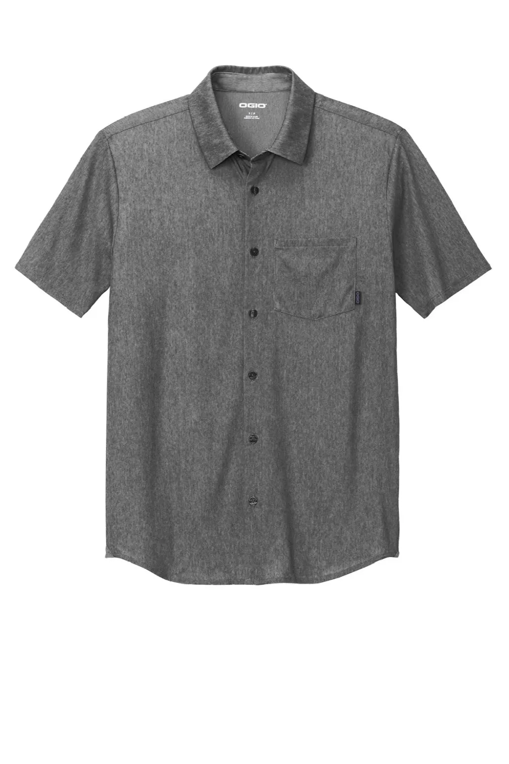 Ogio Mens Extend Short Sleeve Button Down Shirt w/ Pocket - Heather Blacktop