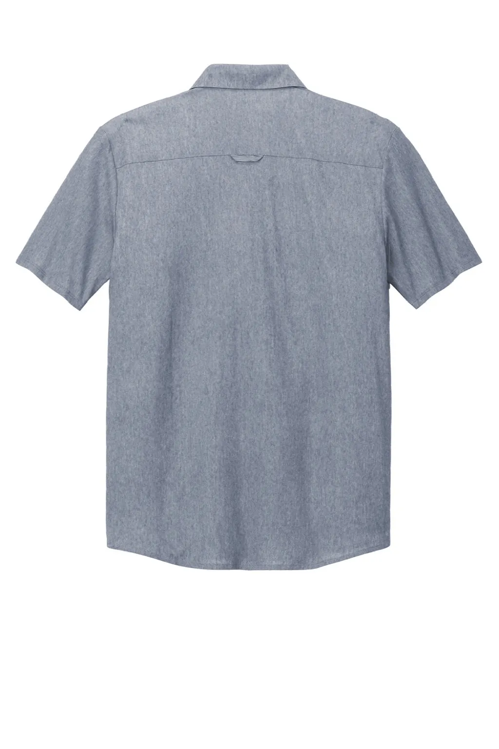 Ogio Mens Extend Short Sleeve Button Down Shirt w/ Pocket - Heather Deep Blue