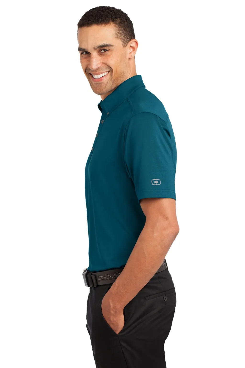 Ogio Mens Gauge Moisture Wicking Short Sleeve Polo Shirt - Throttle Teal Blue