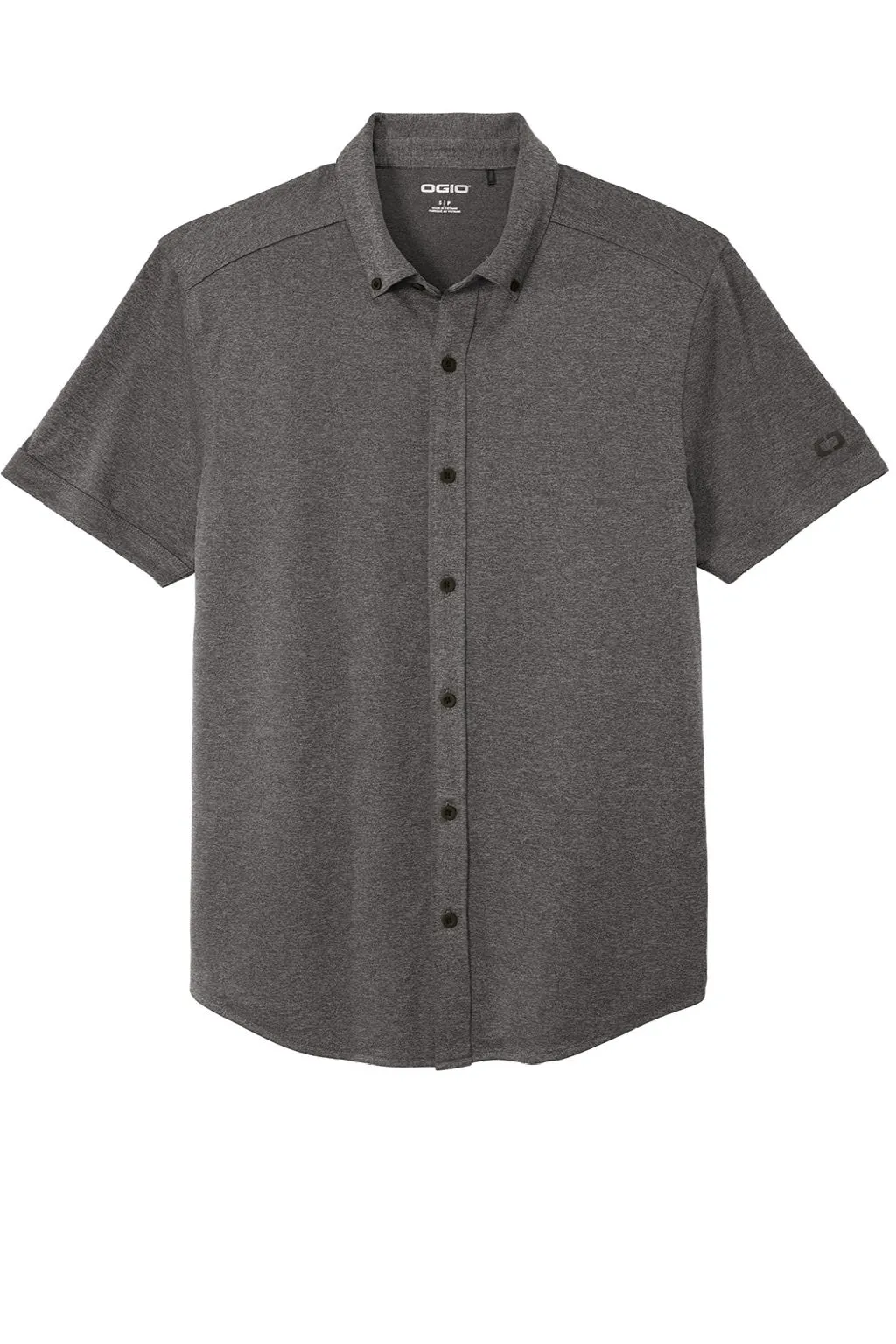 Ogio Mens Gravitate Moisture Wicking Short Sleeve Button Down Shirt - Heather Dark Grey