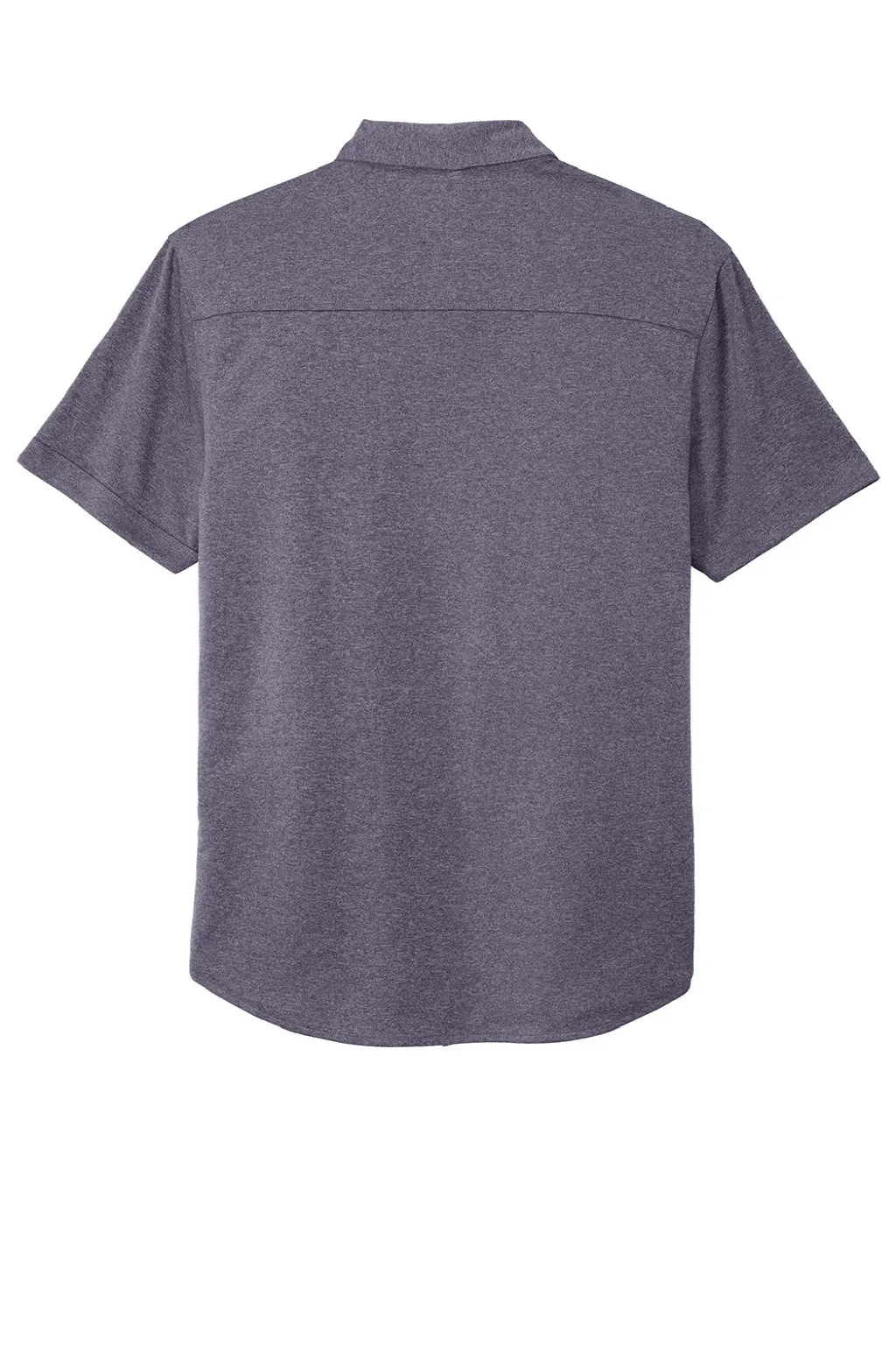 Ogio Mens Gravitate Moisture Wicking Short Sleeve Button Down Shirt - Heather Navy Blue