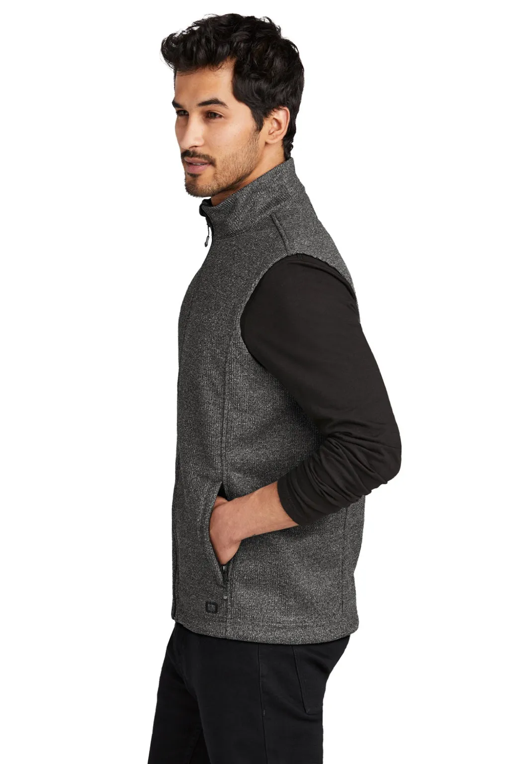 Ogio Mens Grit Fleece Full Zip Vest - Heather Diesel Grey