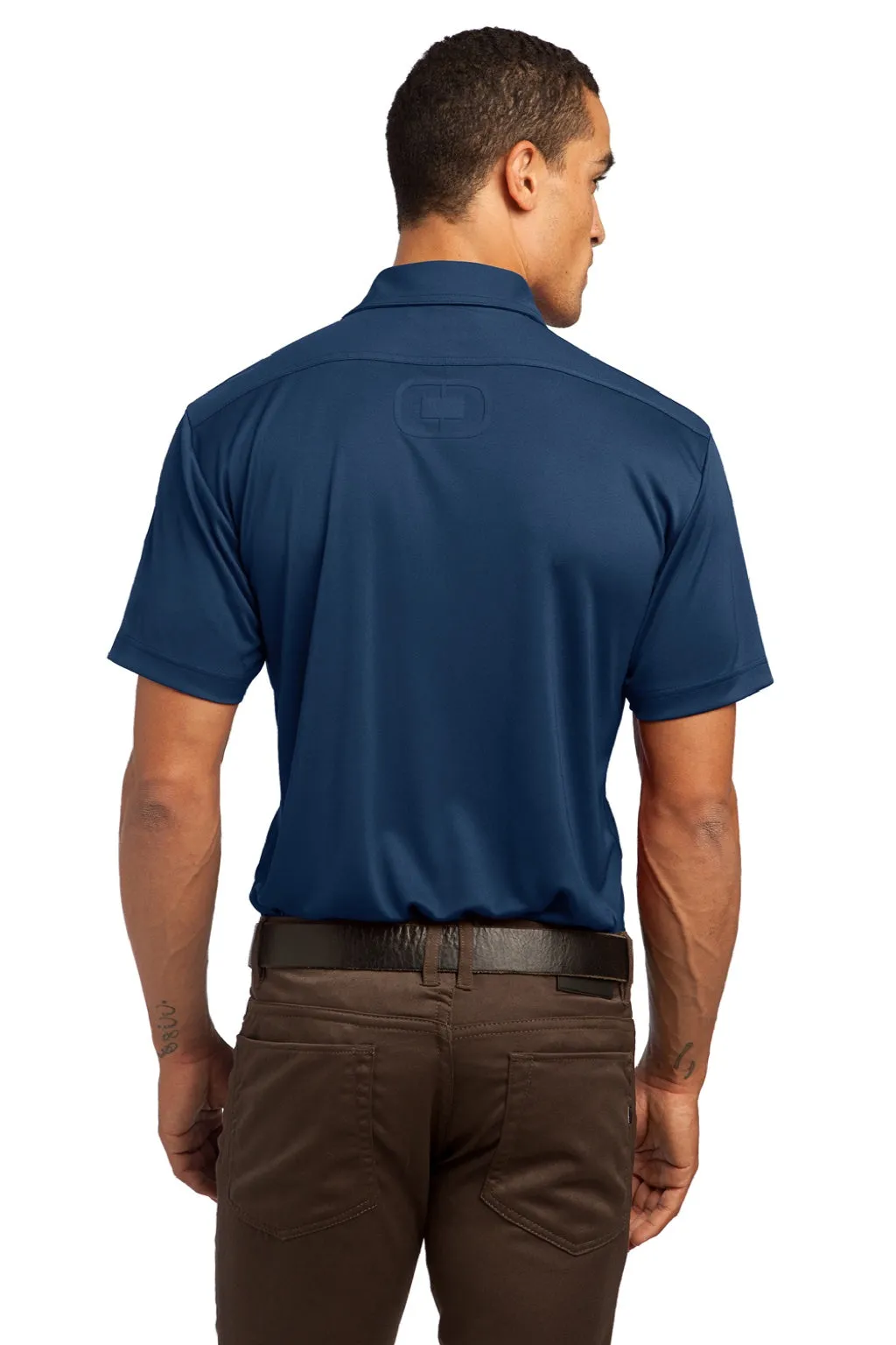 Ogio Mens Hybrid Moisture Wicking Short Sleeve Polo Shirt - Indigo Blue
