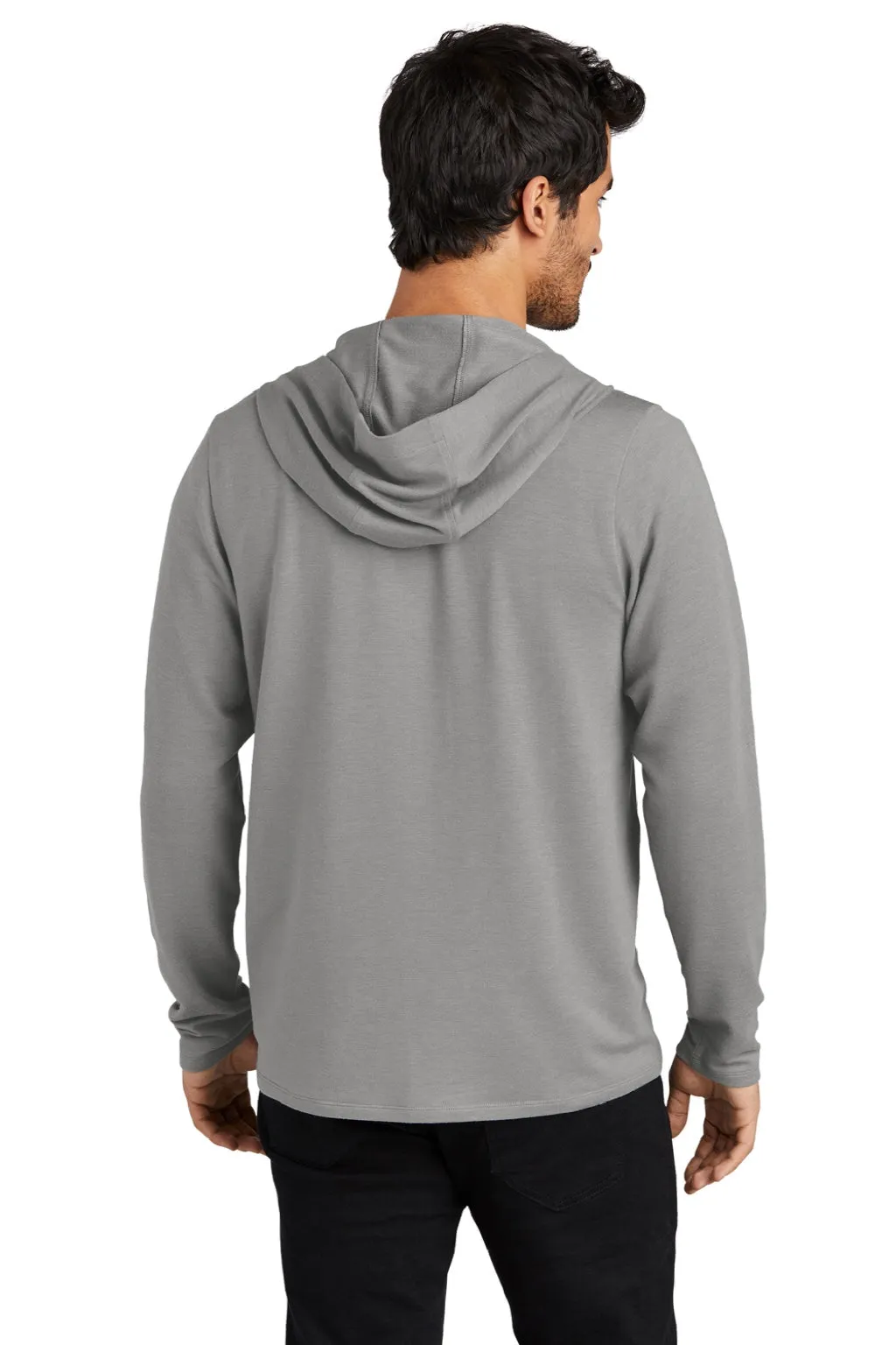 Ogio Mens Luuma Flex Hooded Long Sleeve Henley - Heather Petrol Grey
