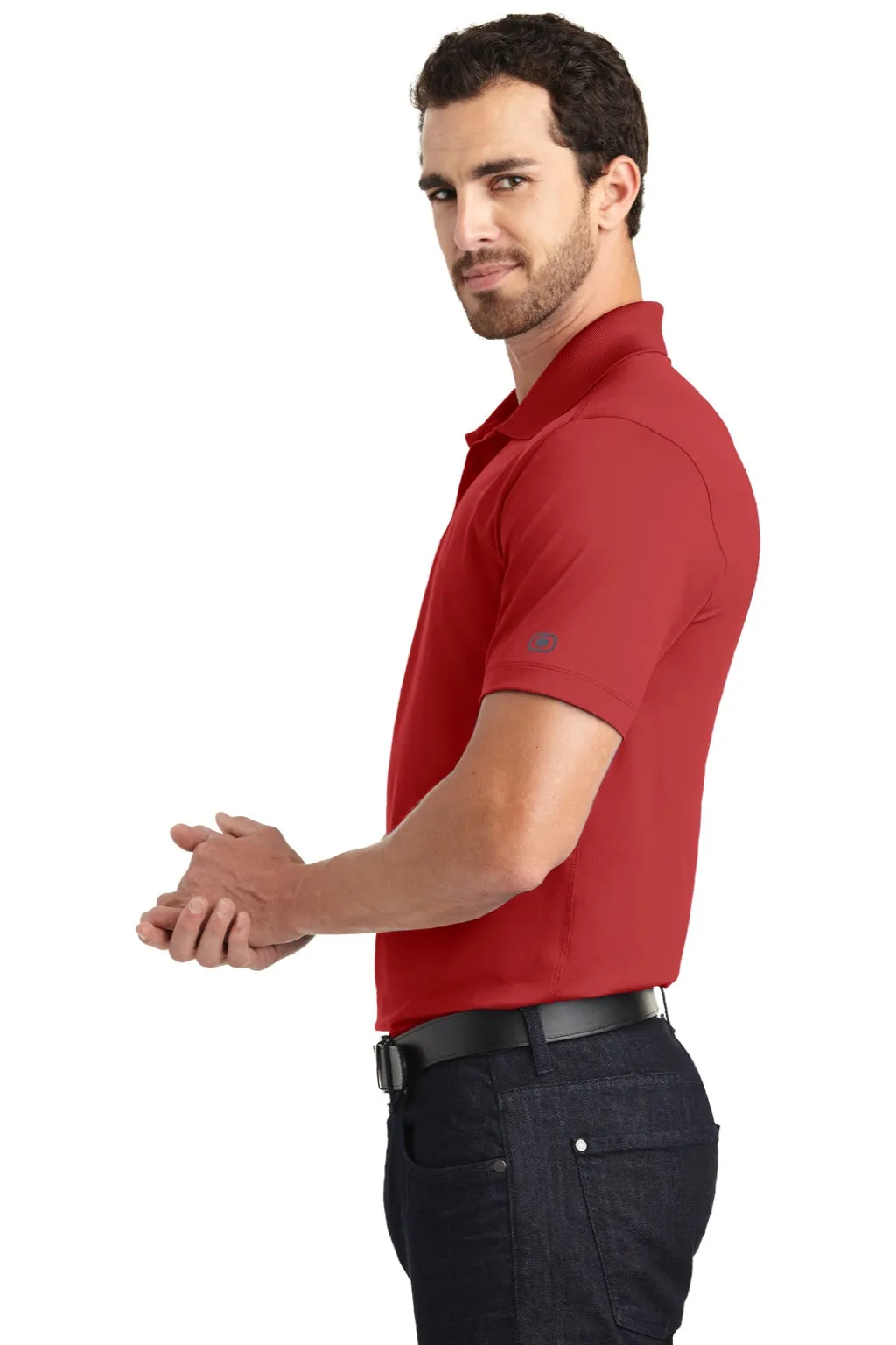 Ogio Mens Metro Moisture Wicking Short Sleeve Polo Shirt - Ripped Red