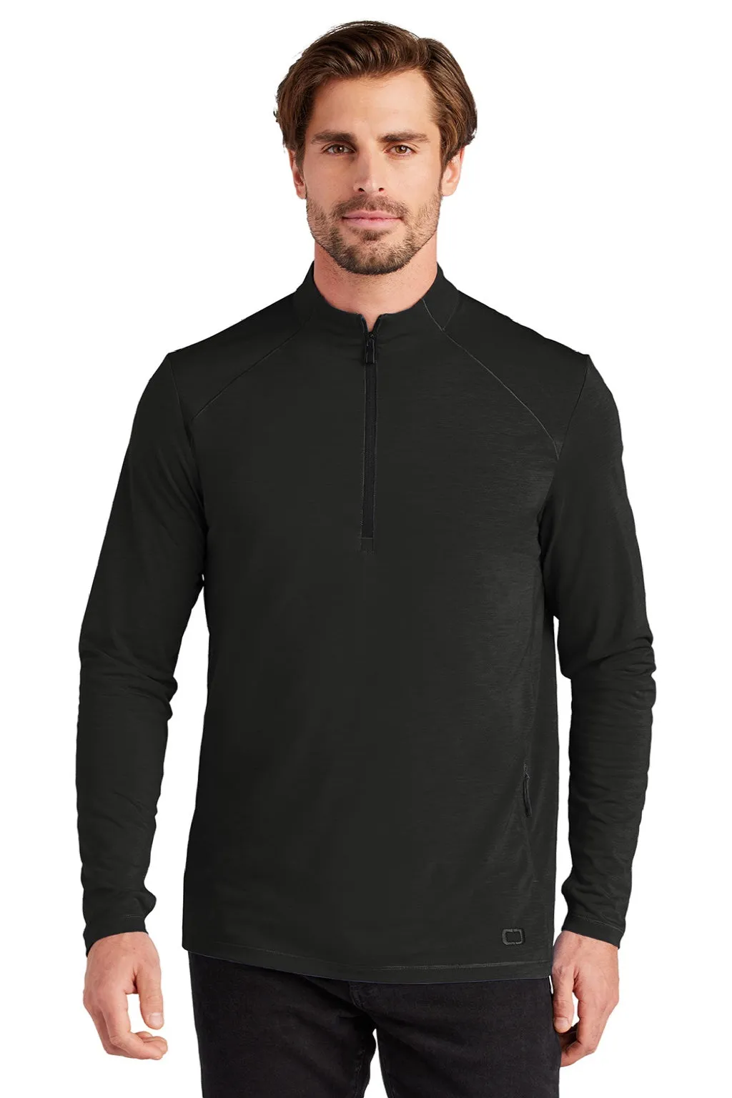 Ogio Mens Motion Moisture Wicking 1/4 Zip Sweatshirt w/ Pocket - Blacktop