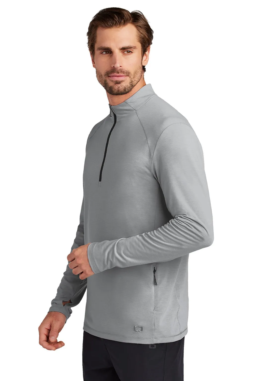 Ogio Mens Motion Moisture Wicking 1/4 Zip Sweatshirt w/ Pocket - Greystone