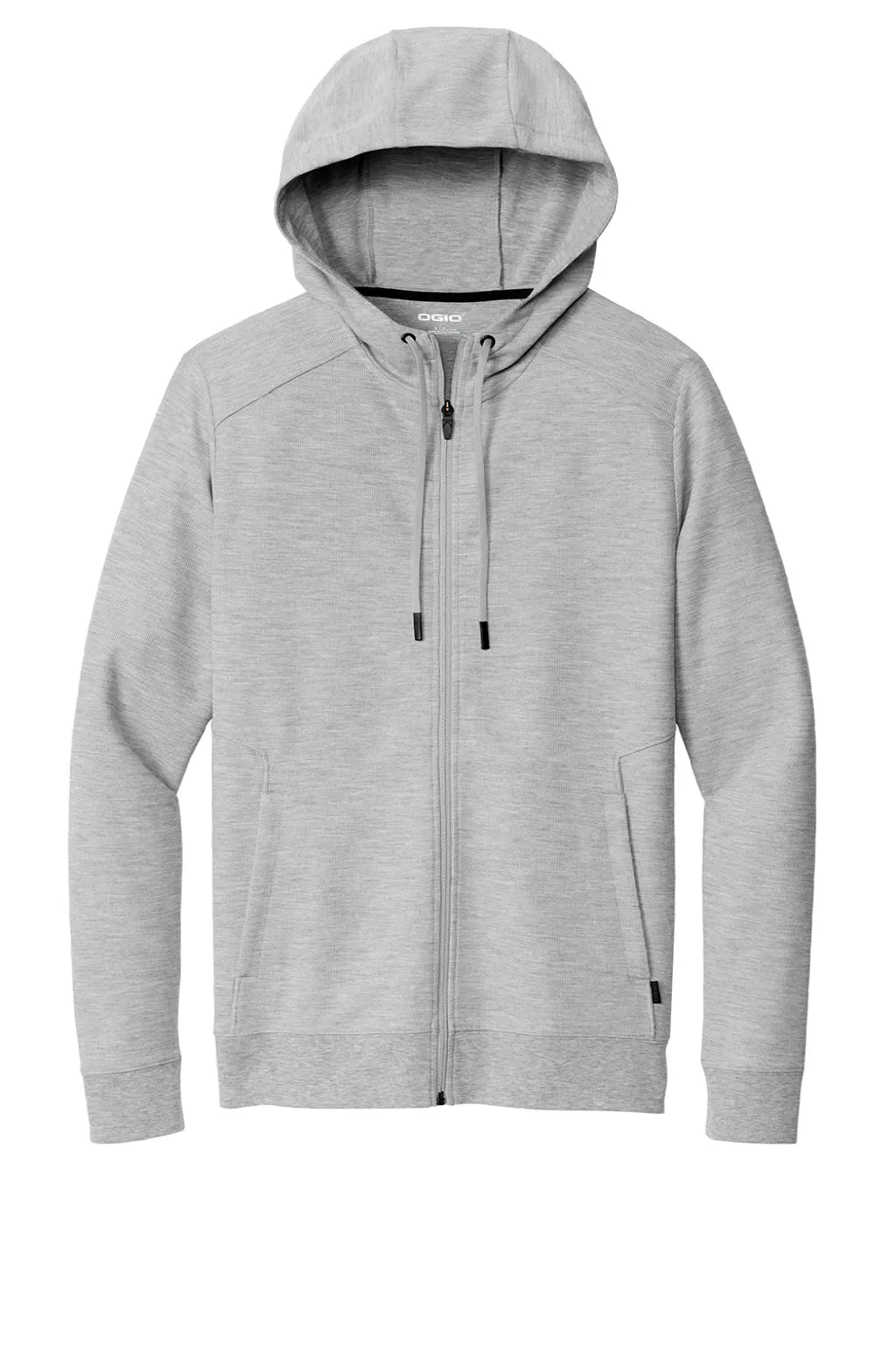 Ogio Mens Revive Full Zip Hooded Sweatshirt Hoodie w/ Pockets - Heather Light Grey