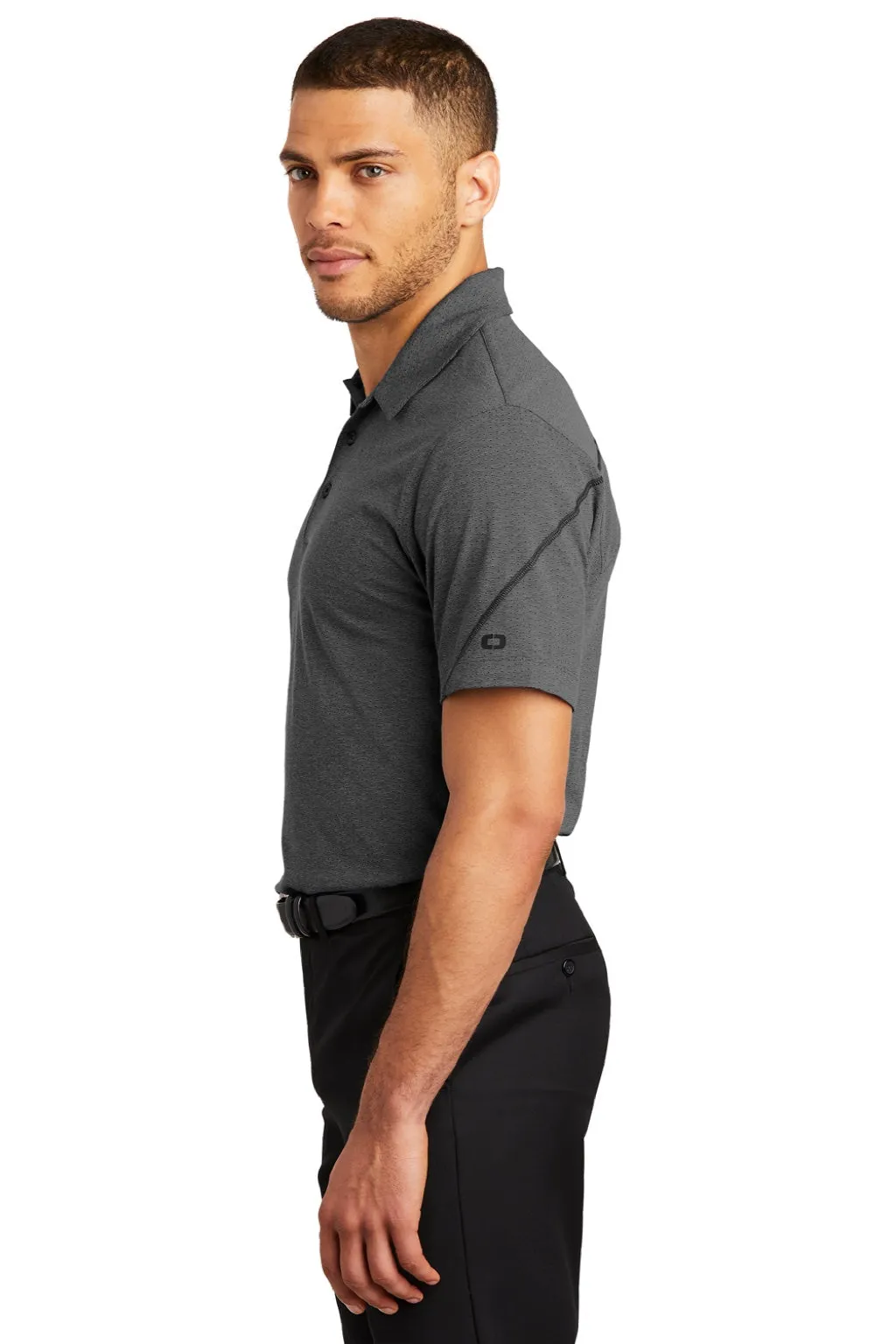 Ogio Mens Tread Moisture Wicking Short Sleeve Polo Shirt - Heather Blacktop