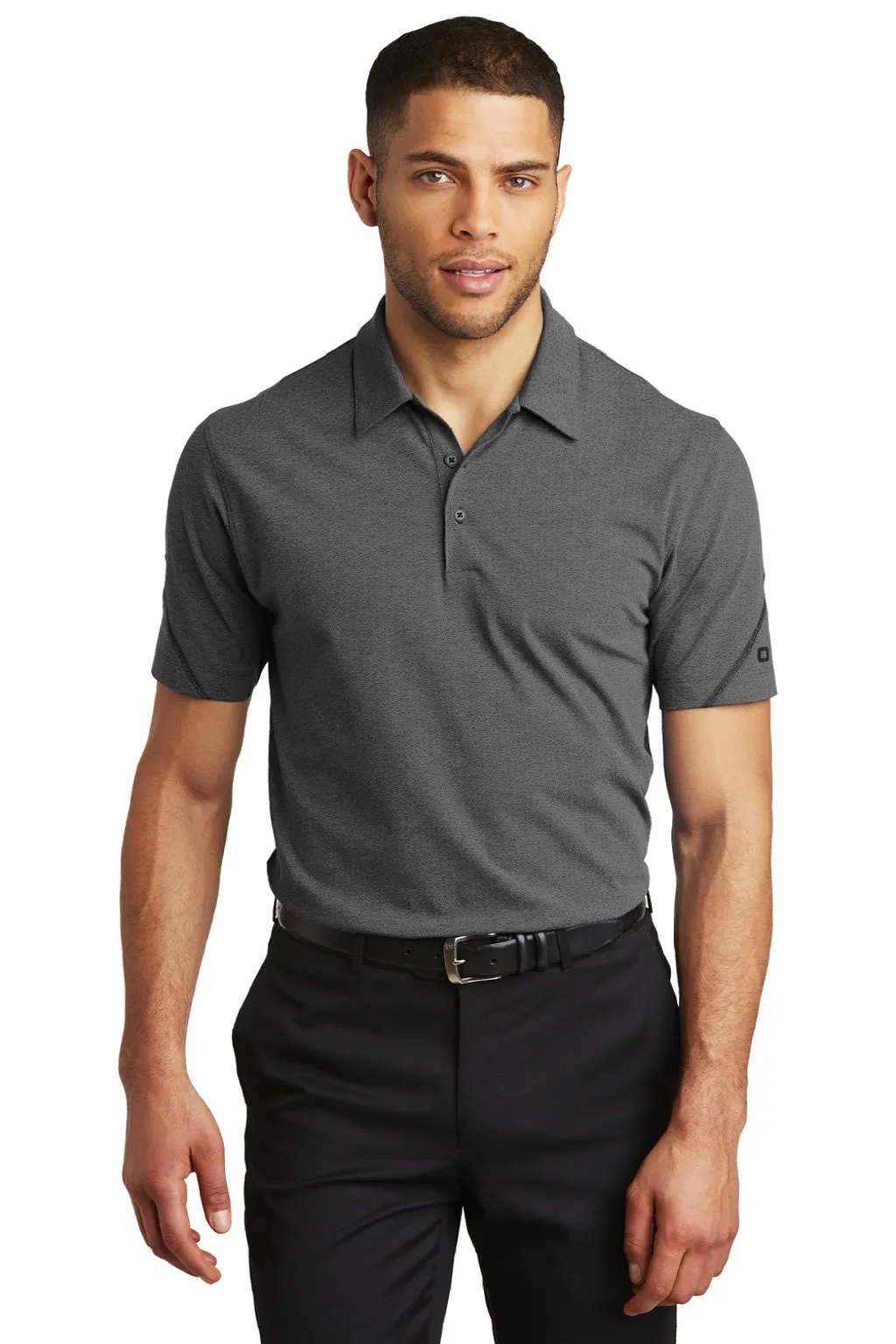 Ogio Mens Tread Moisture Wicking Short Sleeve Polo Shirt - Heather Blacktop
