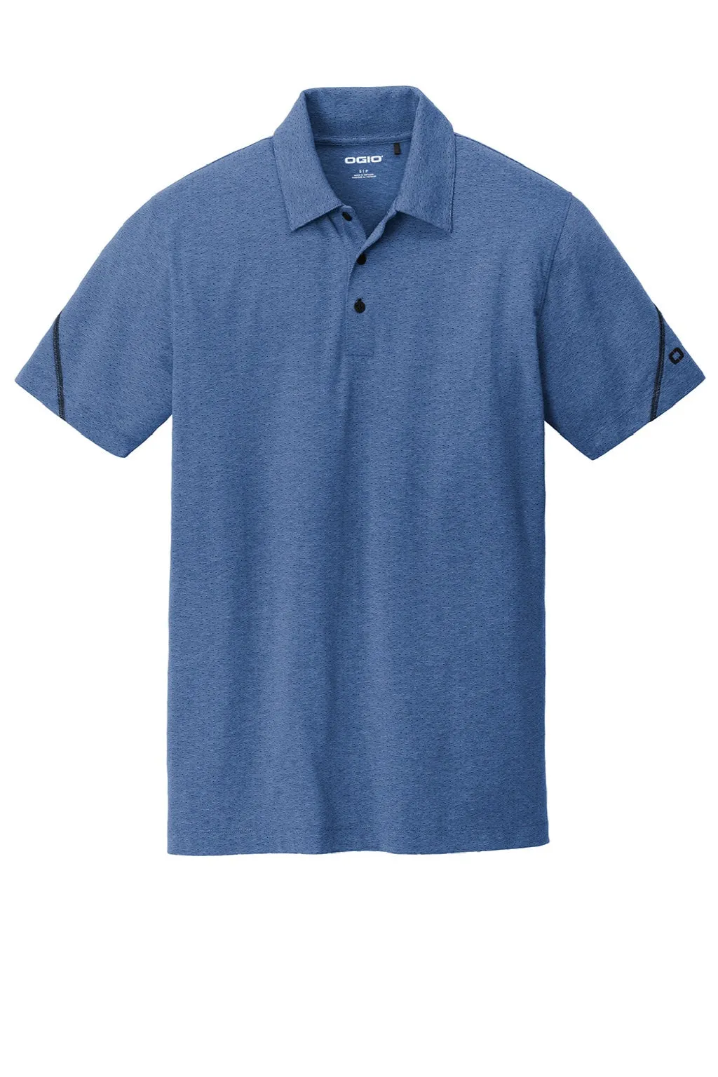 Ogio Mens Tread Moisture Wicking Short Sleeve Polo Shirt - Heather Blue