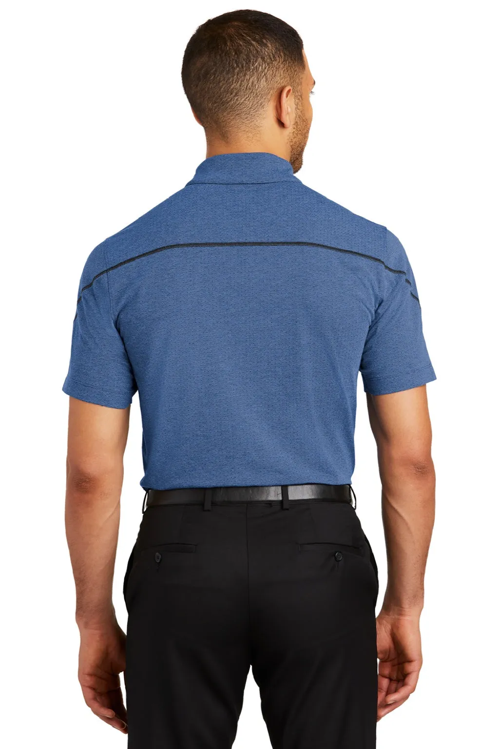Ogio Mens Tread Moisture Wicking Short Sleeve Polo Shirt - Heather Blue