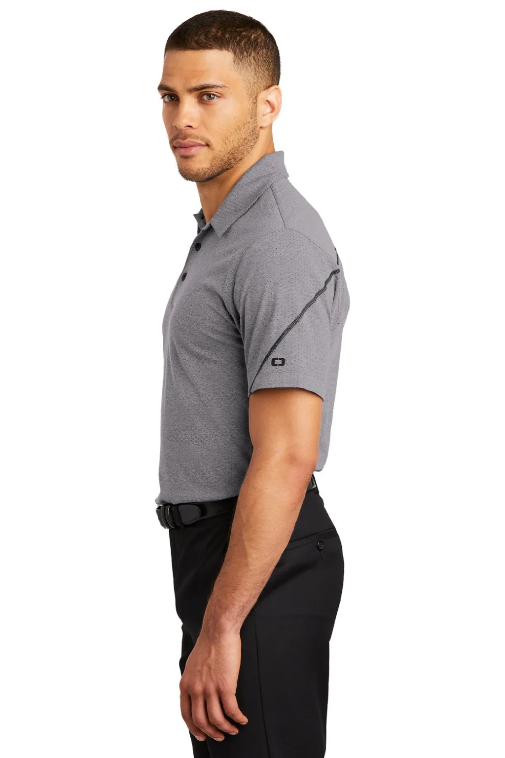 Ogio Mens Tread Moisture Wicking Short Sleeve Polo Shirt - Heather Grey
