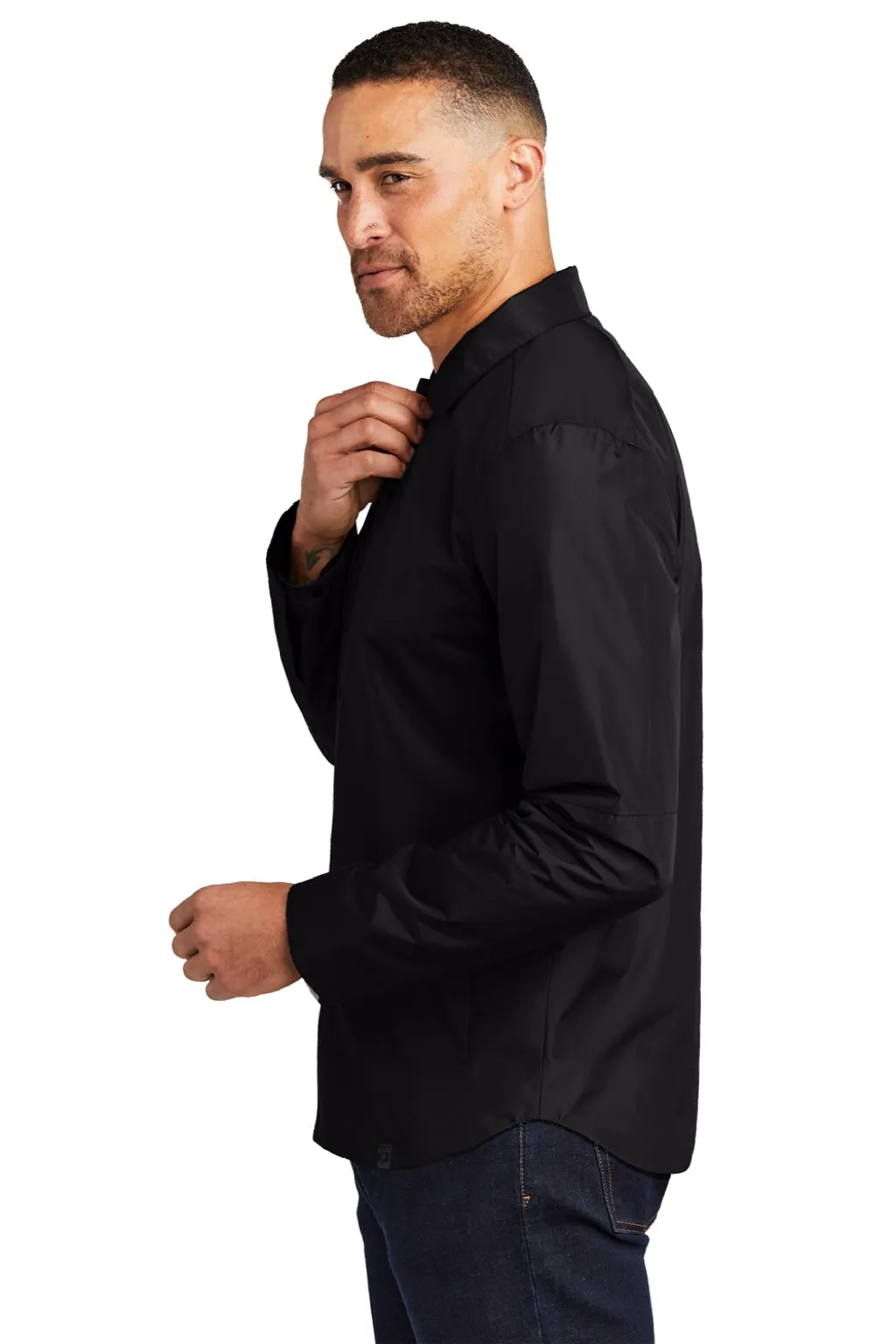 Ogio Mens Water Resistant Reverse Button Down Shirt Jacket - Blacktop