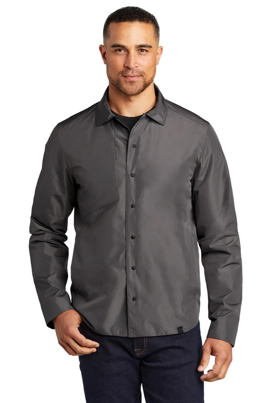 Ogio Mens Water Resistant Reverse Button Down Shirt Jacket - Gear Grey
