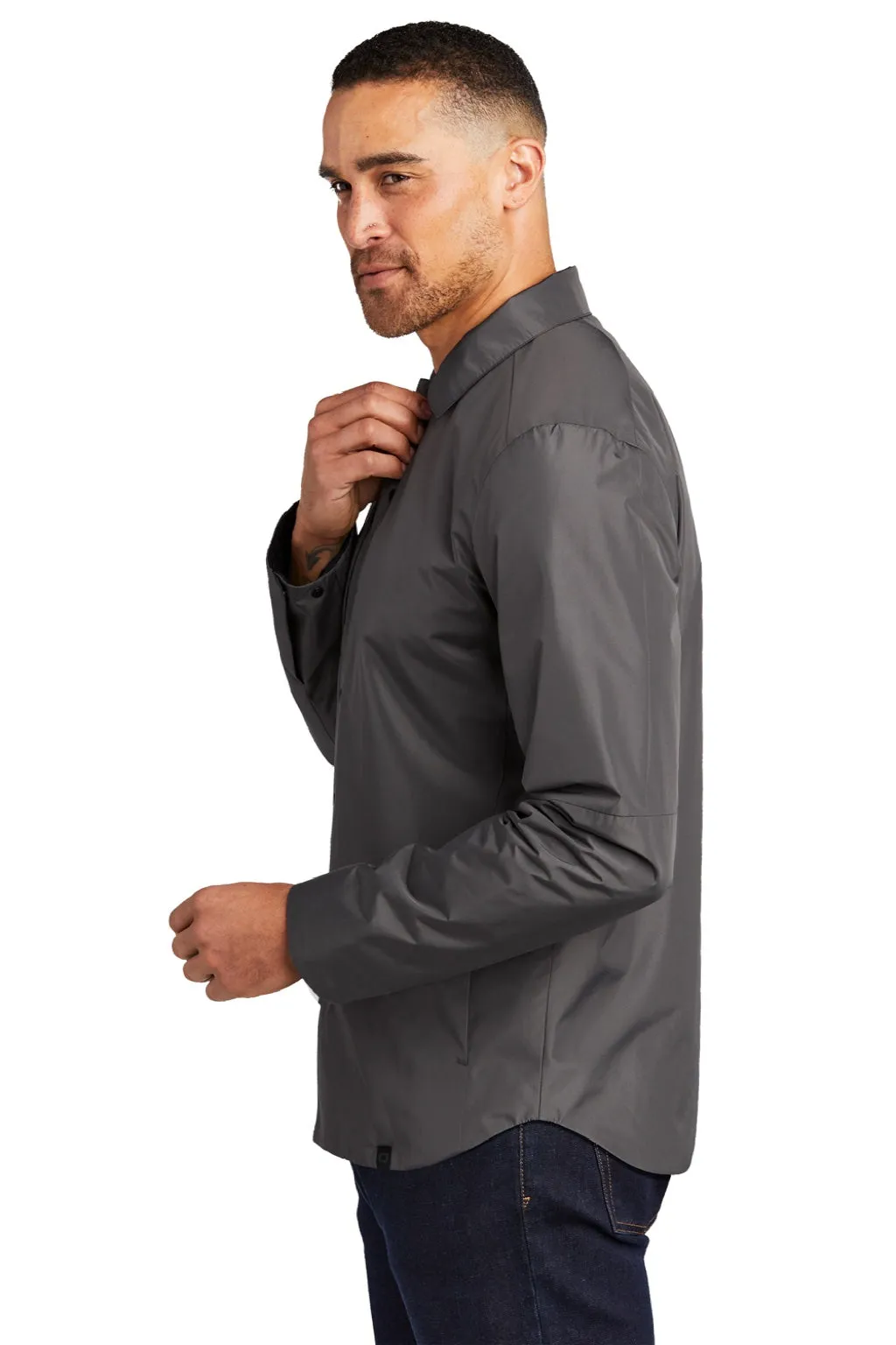 Ogio Mens Water Resistant Reverse Button Down Shirt Jacket - Gear Grey