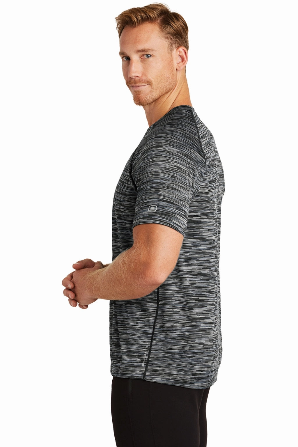 Ogio Mens Endurance Verge Jersey Moisture Wicking Short Sleeve Crewneck T-Shirt - Blacktop Space Dye