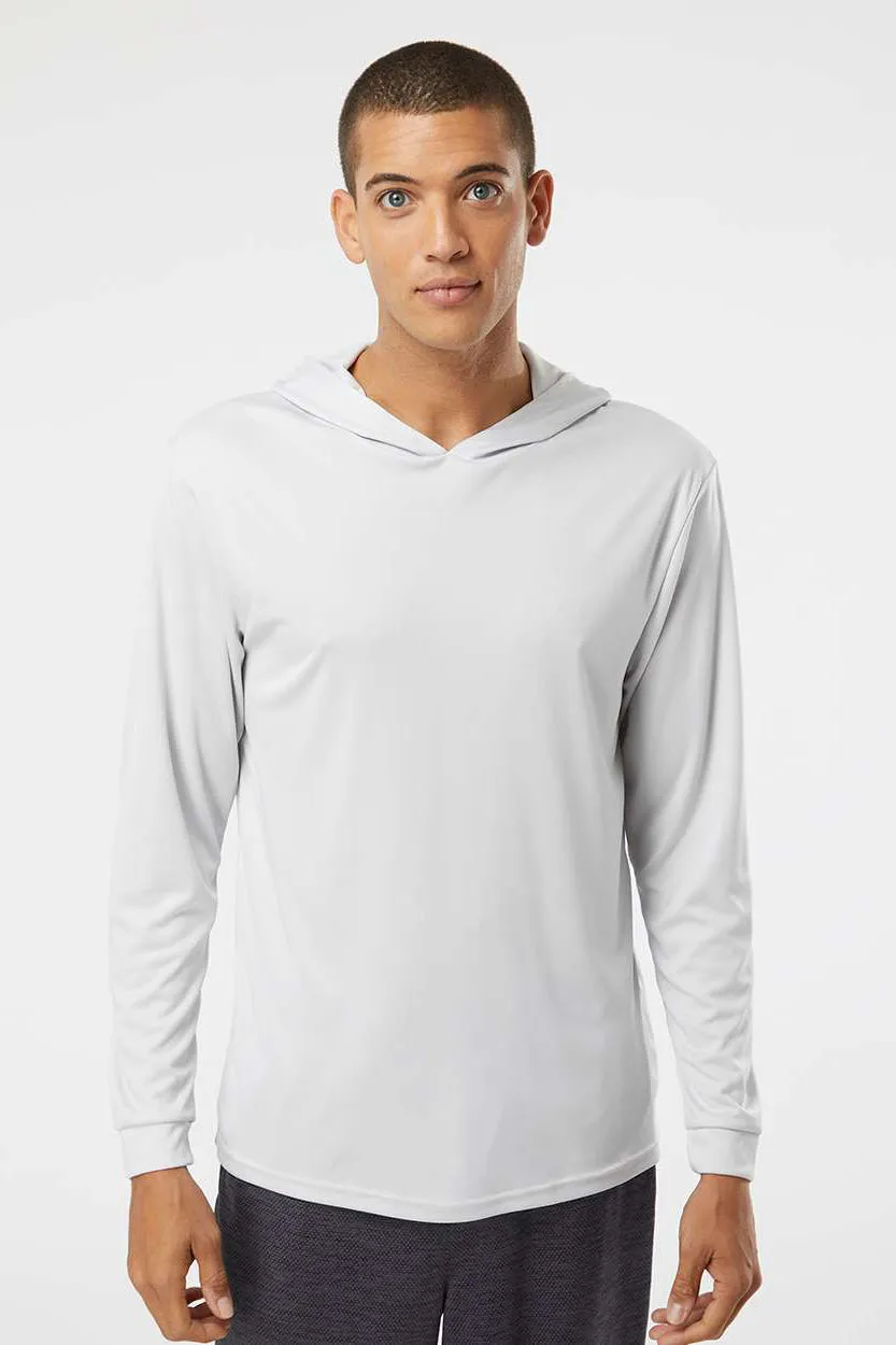 Paragon Mens Bahama Performance Moisture Wicking Long Sleeve Hooded T-Shirt Hoodie - Aluminum Grey