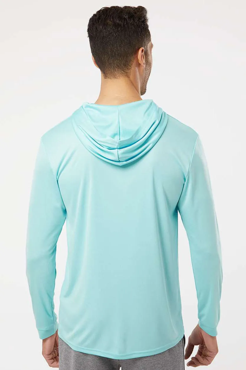 Paragon Mens Bahama Performance Moisture Wicking Long Sleeve Hooded T-Shirt Hoodie - Aqua Blue