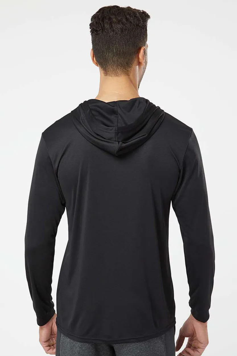 Paragon Mens Bahama Performance Moisture Wicking Long Sleeve Hooded T-Shirt Hoodie - Black