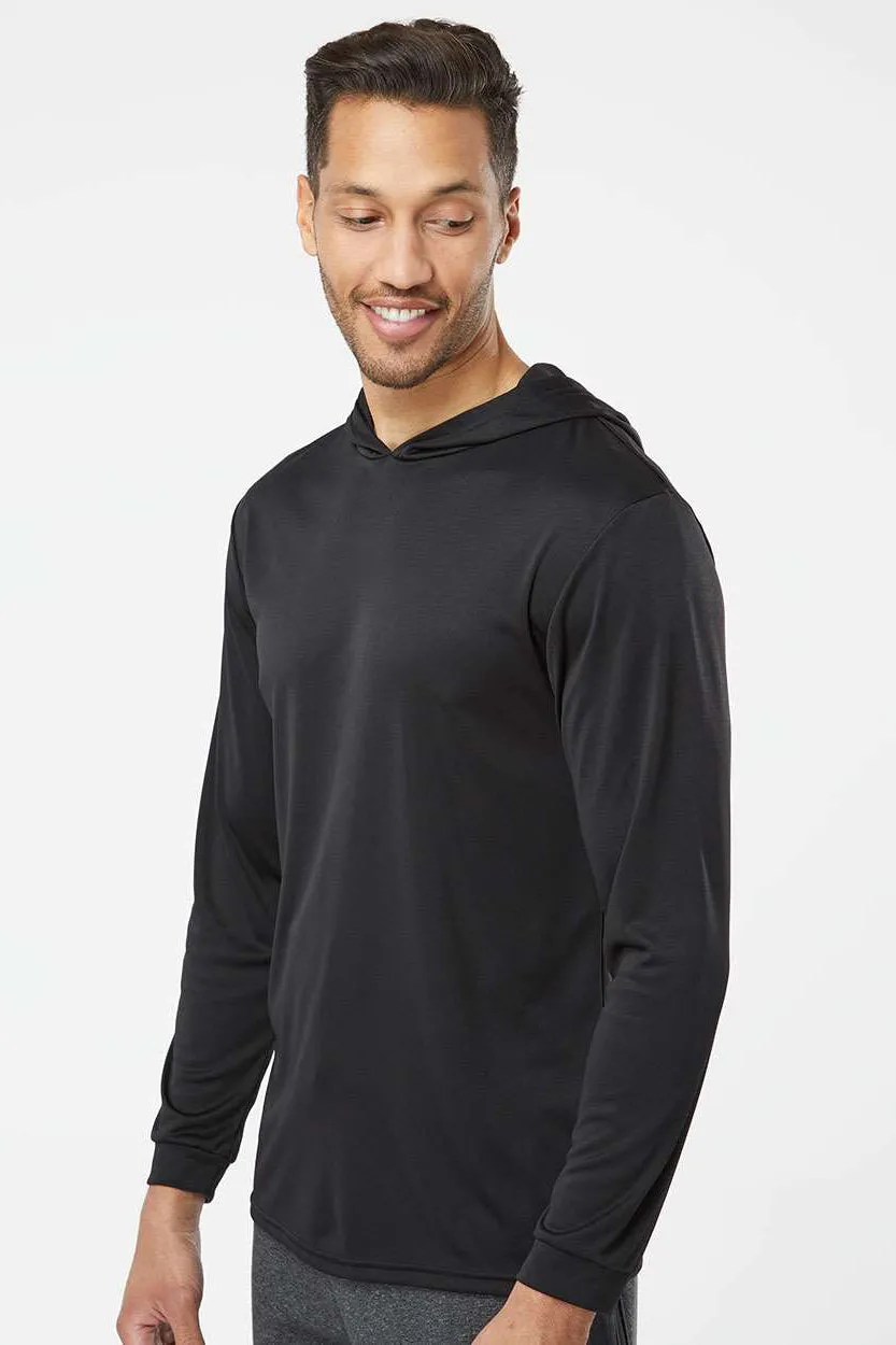 Paragon Mens Bahama Performance Moisture Wicking Long Sleeve Hooded T-Shirt Hoodie - Black