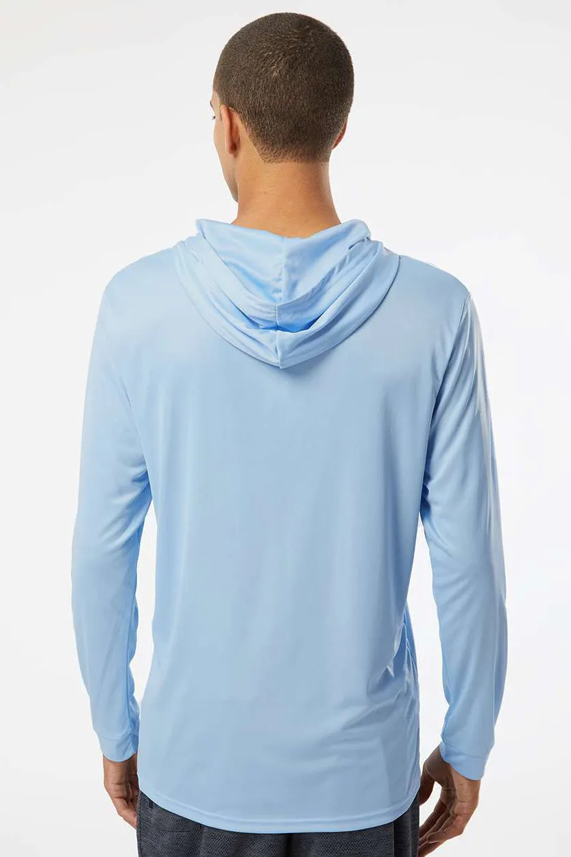Paragon Mens Bahama Performance Moisture Wicking Long Sleeve Hooded T-Shirt Hoodie - Blue Mist