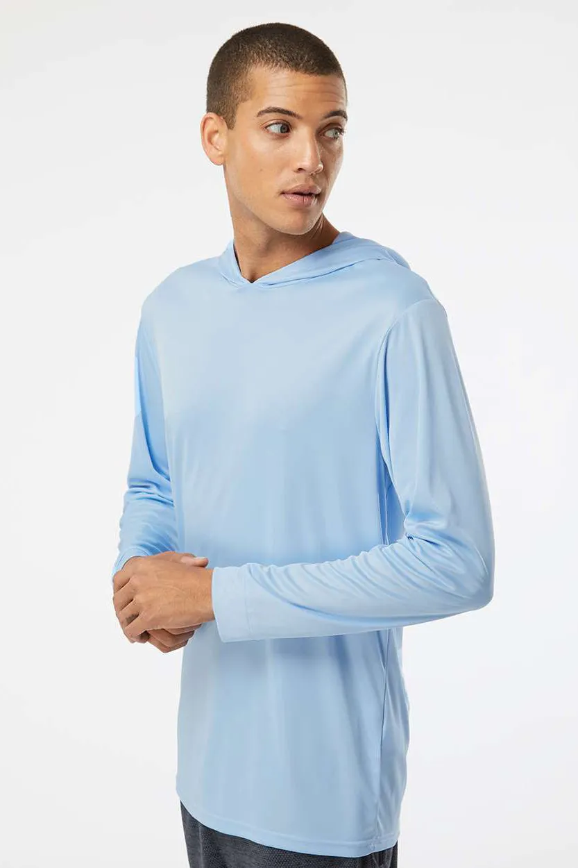 Paragon Mens Bahama Performance Moisture Wicking Long Sleeve Hooded T-Shirt Hoodie - Blue Mist