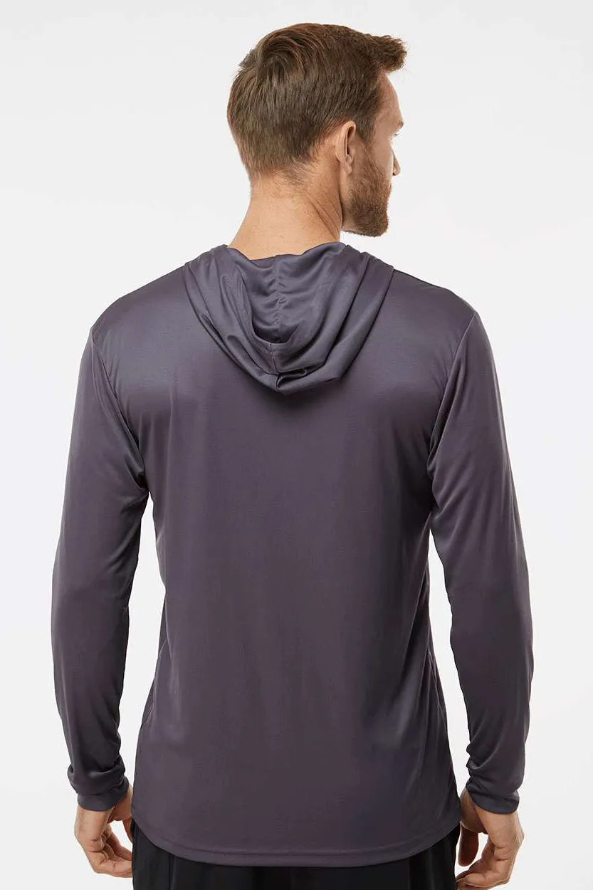 Paragon Mens Bahama Performance Moisture Wicking Long Sleeve Hooded T-Shirt Hoodie - Graphite Grey