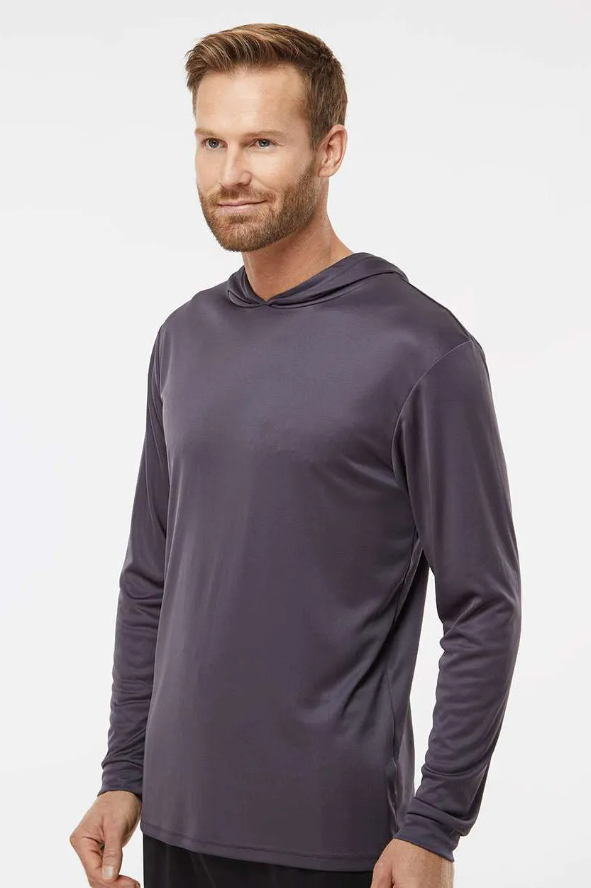 Paragon Mens Bahama Performance Moisture Wicking Long Sleeve Hooded T-Shirt Hoodie - Graphite Grey