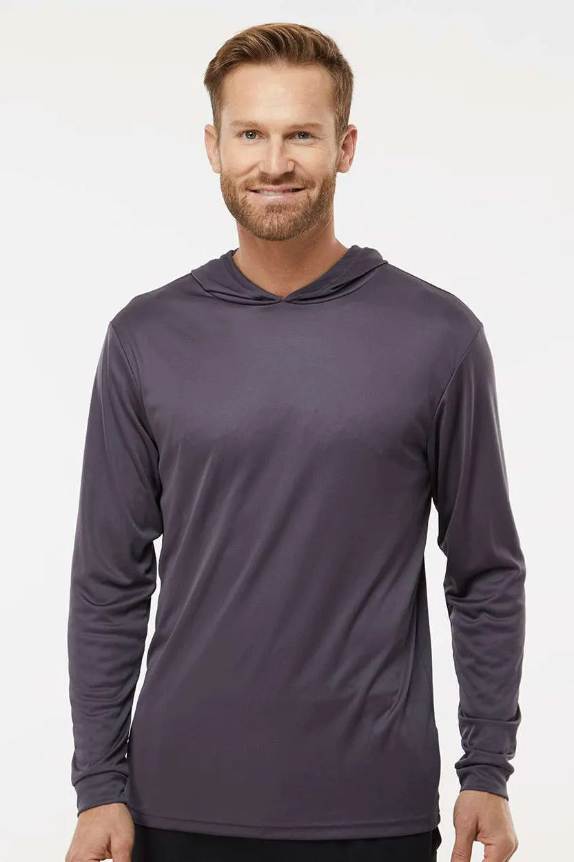 Paragon Mens Bahama Performance Moisture Wicking Long Sleeve Hooded T-Shirt Hoodie - Graphite Grey