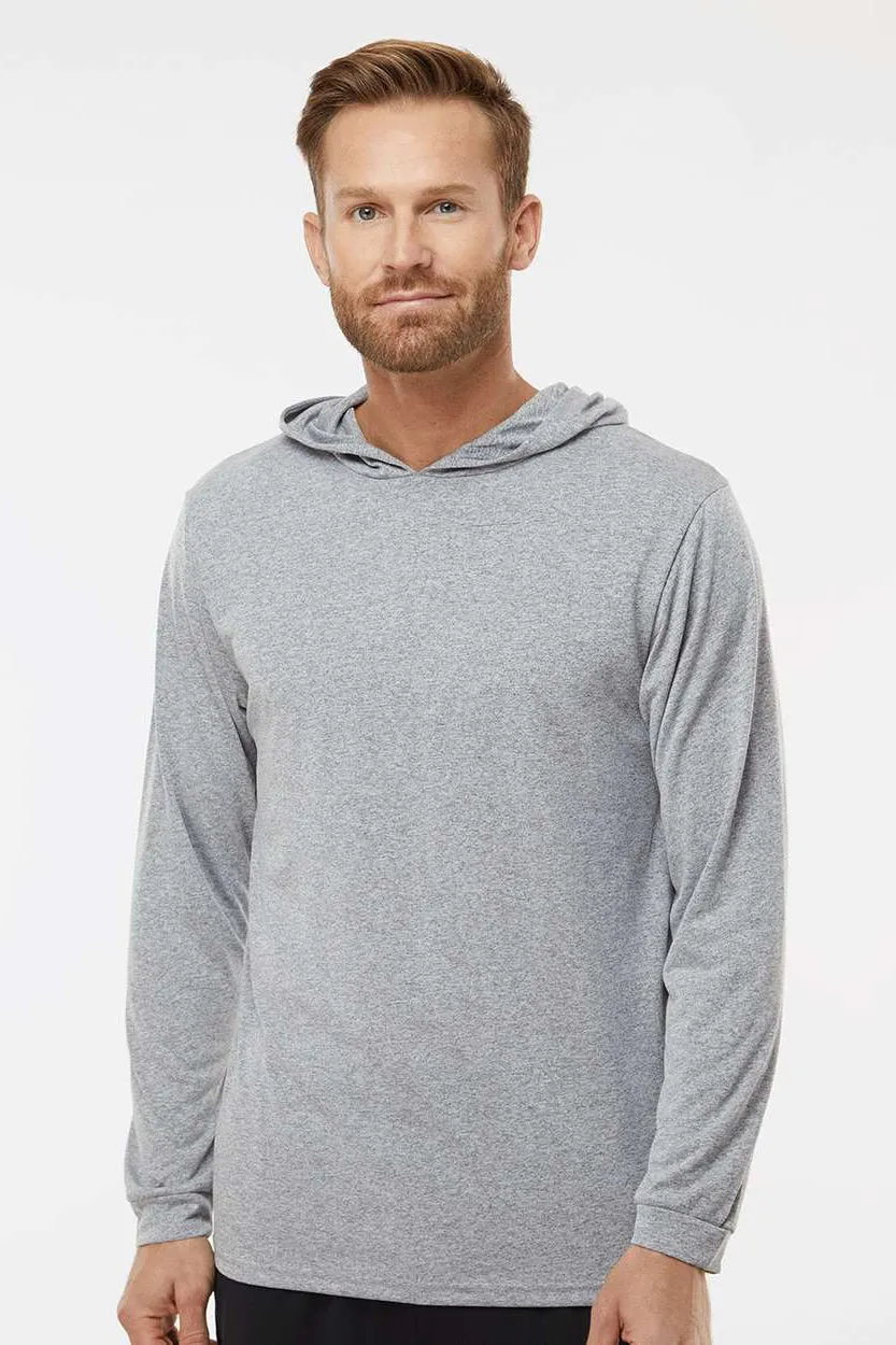 Paragon Mens Bahama Performance Moisture Wicking Long Sleeve Hooded T-Shirt Hoodie - Heather Grey