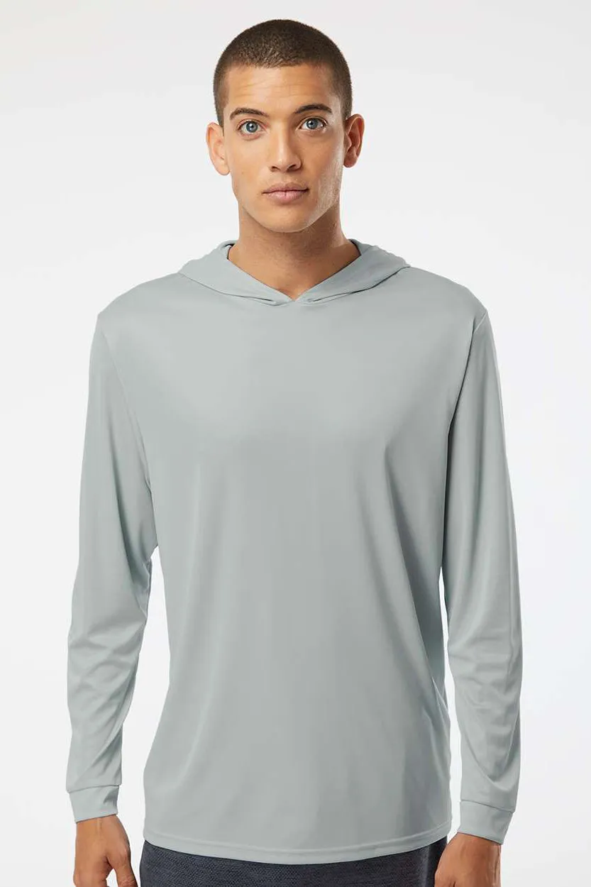 Paragon Mens Bahama Performance Moisture Wicking Long Sleeve Hooded T-Shirt Hoodie - Medium Grey