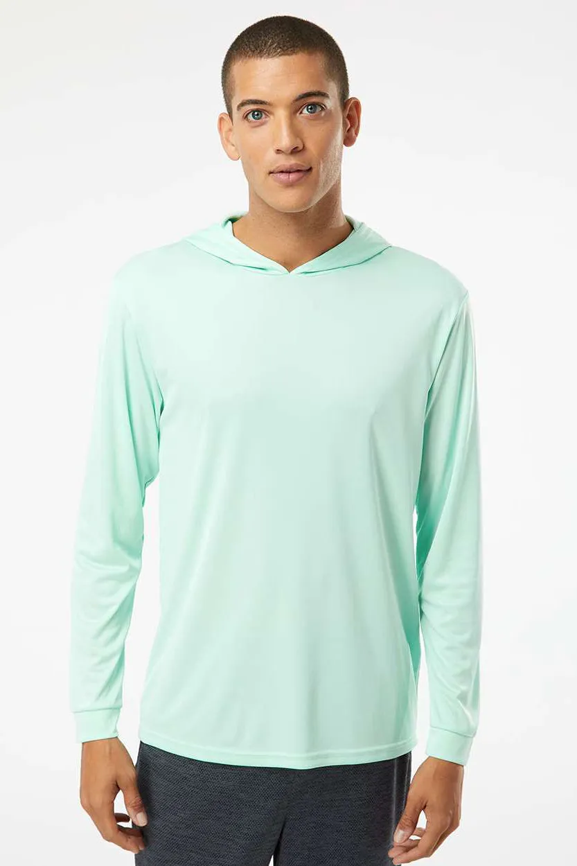 Paragon Mens Bahama Performance Moisture Wicking Long Sleeve Hooded T-Shirt Hoodie - Mint Green