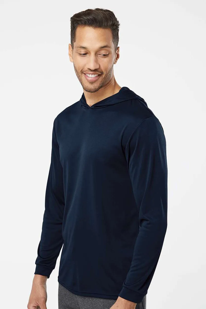 Paragon Mens Bahama Performance Moisture Wicking Long Sleeve Hooded T-Shirt Hoodie - Navy Blue
