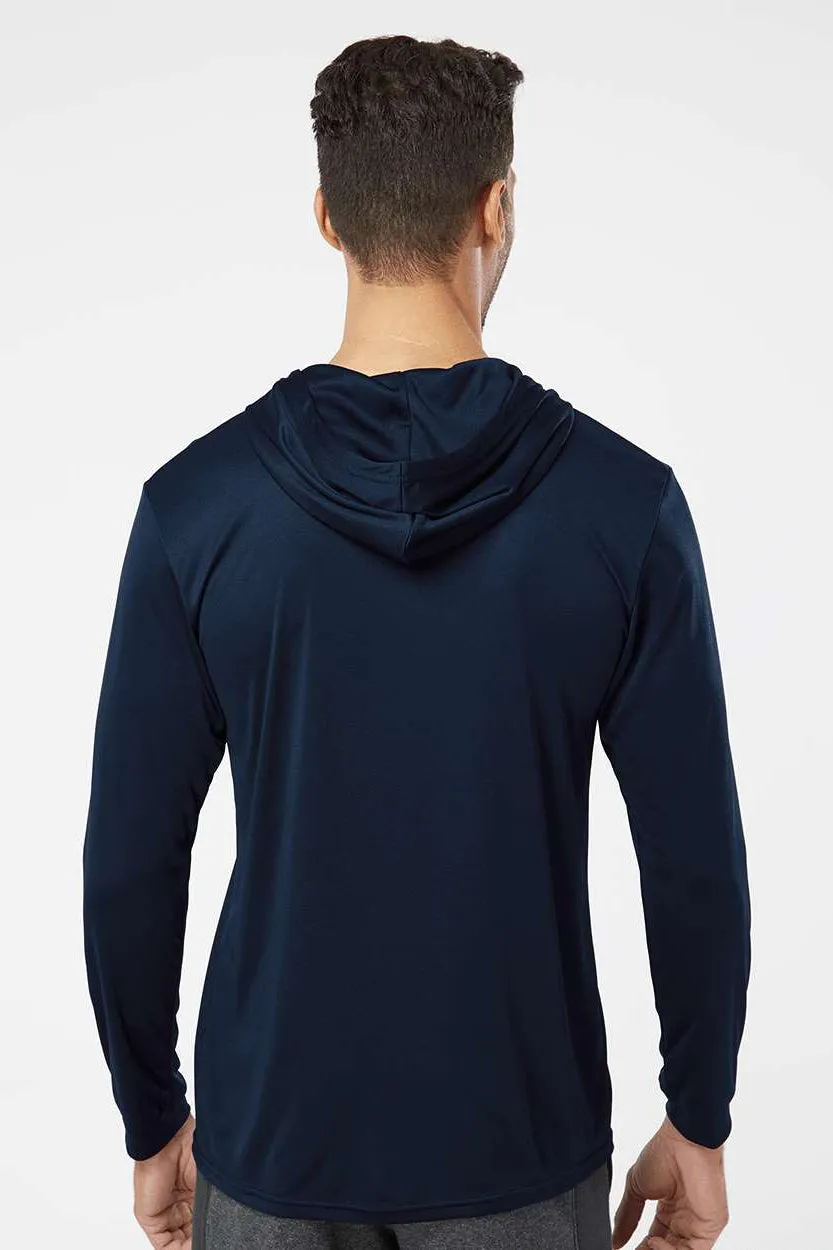 Paragon Mens Bahama Performance Moisture Wicking Long Sleeve Hooded T-Shirt Hoodie - Navy Blue