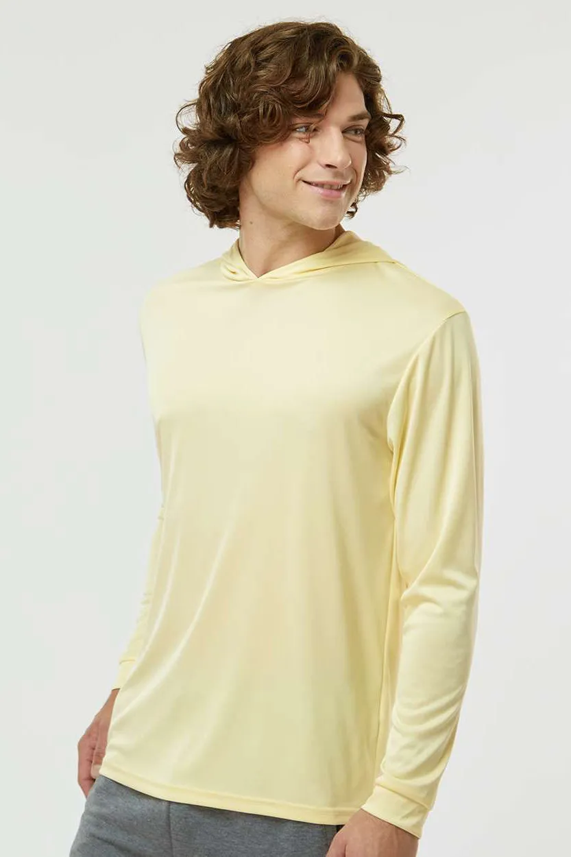 Paragon Mens Bahama Performance Moisture Wicking Long Sleeve Hooded T-Shirt Hoodie - Pale Yellow