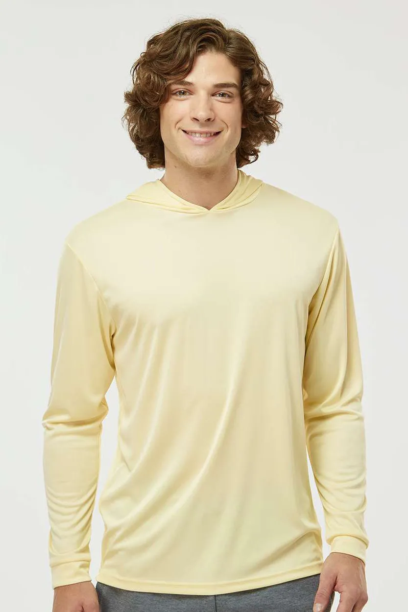 Paragon Mens Bahama Performance Moisture Wicking Long Sleeve Hooded T-Shirt Hoodie - Pale Yellow