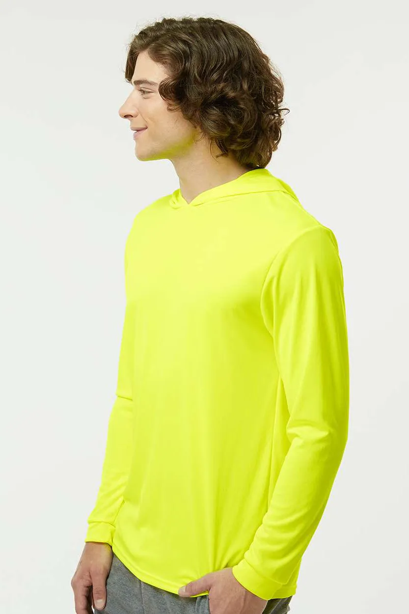 Paragon Mens Bahama Performance Moisture Wicking Long Sleeve Hooded T-Shirt Hoodie - Safety Green