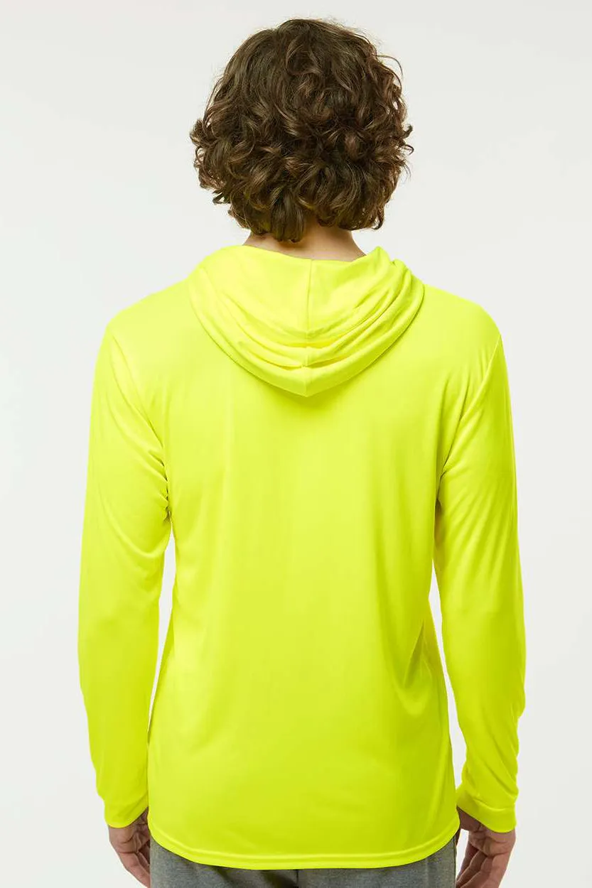Paragon Mens Bahama Performance Moisture Wicking Long Sleeve Hooded T-Shirt Hoodie - Safety Green