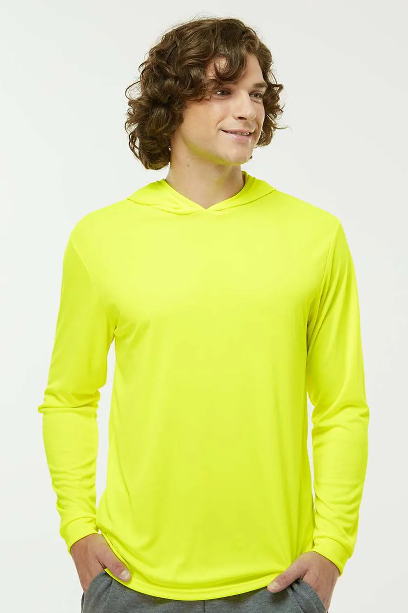 Paragon Mens Bahama Performance Moisture Wicking Long Sleeve Hooded T-Shirt Hoodie - Safety Green