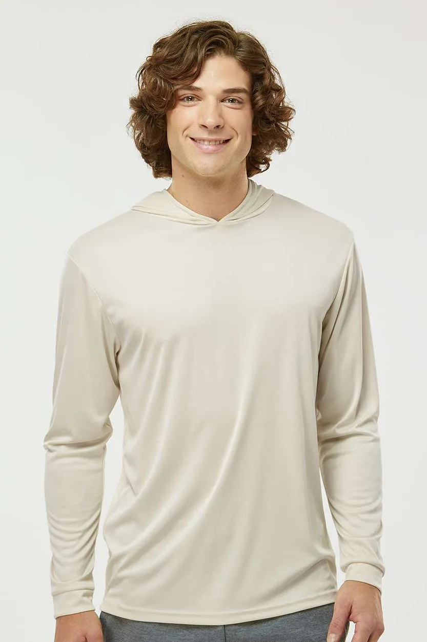 Paragon Mens Bahama Performance Moisture Wicking Long Sleeve Hooded T-Shirt Hoodie - Sand